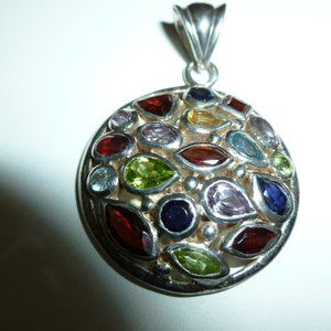 Sterling Silver Gemstone Pendant No Chain